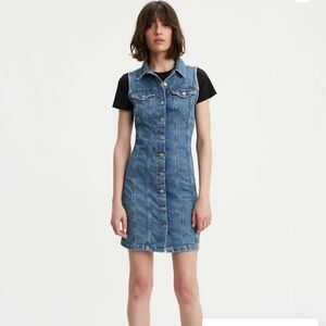 Levi's | Dresses | Levis Aubrey Sleeveless Denim Jean Snap Front Dress Size  Medium | Poshmark
